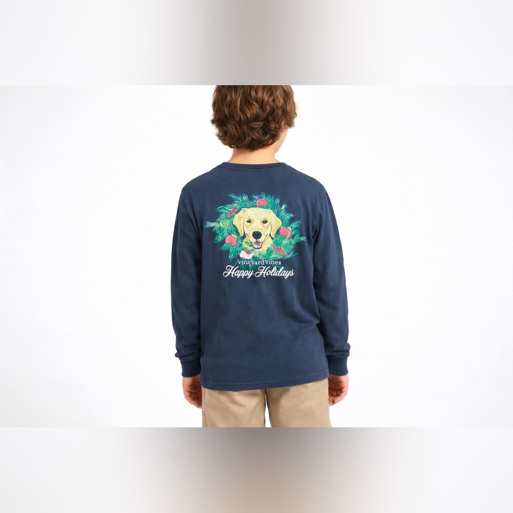 Vineyard vines unisex boy girl youth happy holidays cotton shirt medium 12/14